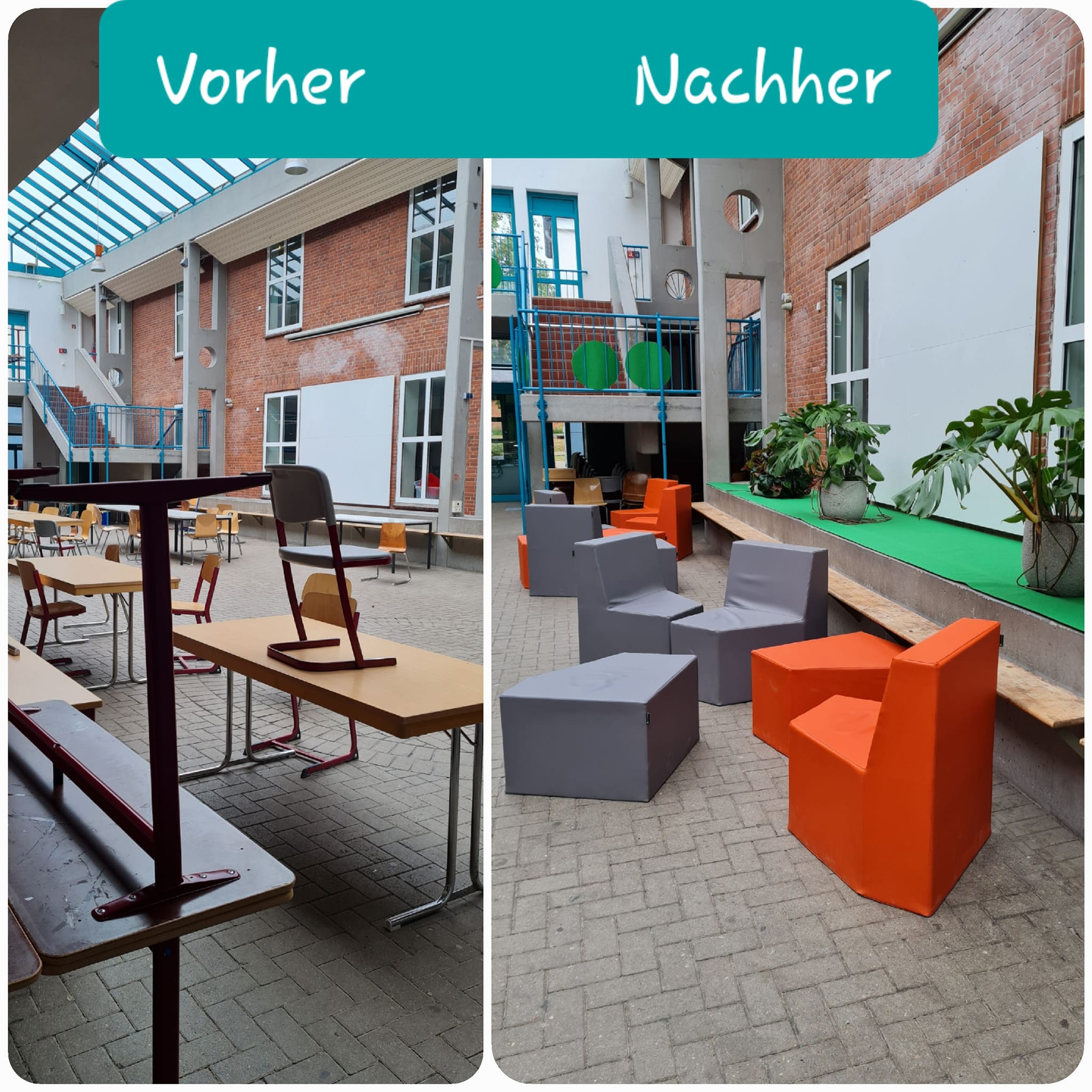 Projekt Pausenhalle: die ersten Möbel sind da